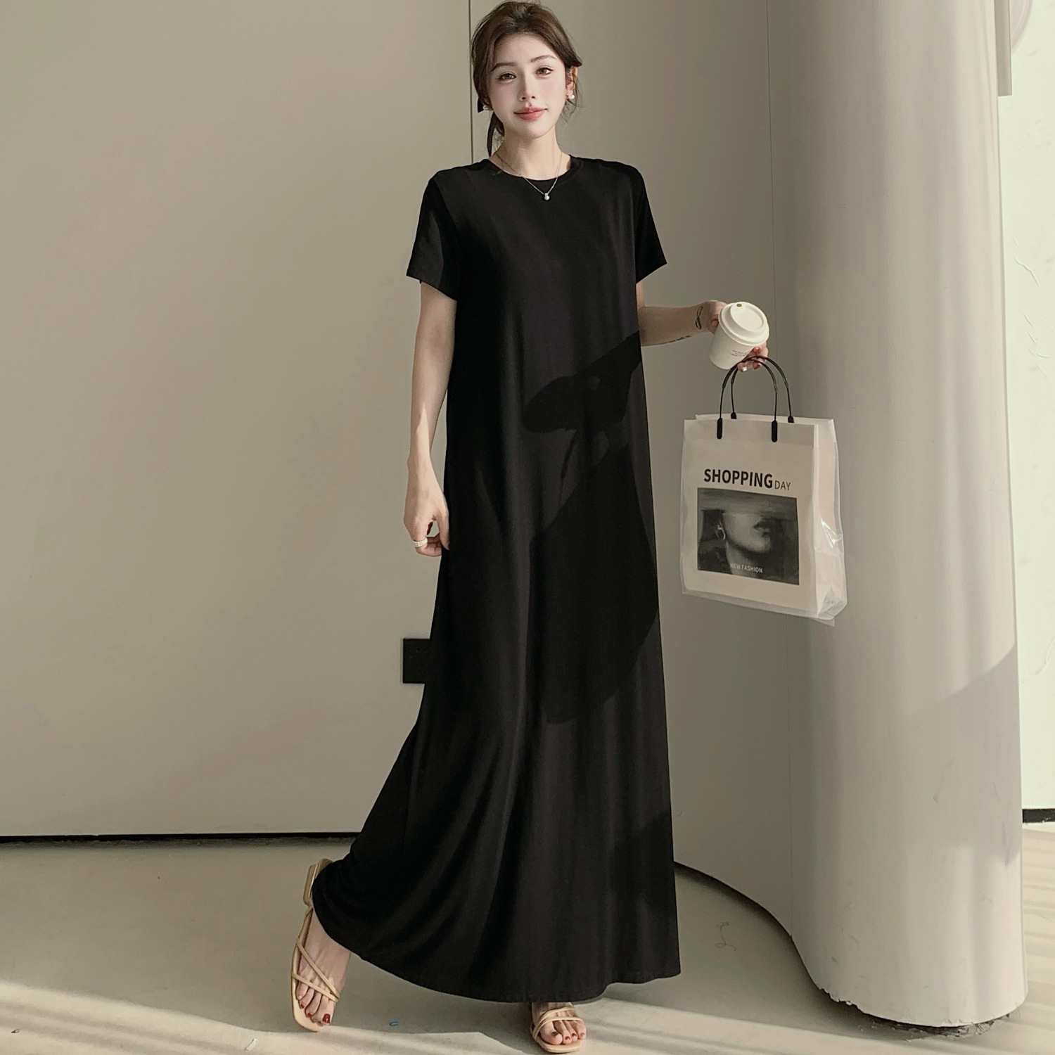 肥胖气质范藏肉加肥加大夏装批发气质短袖跨境胖mm连衣裙大码女装