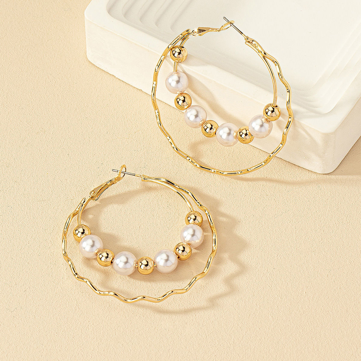 Geometric Pattern 1 Pair Lady Geometric Plating Imitation Pearl Alloy Earrings