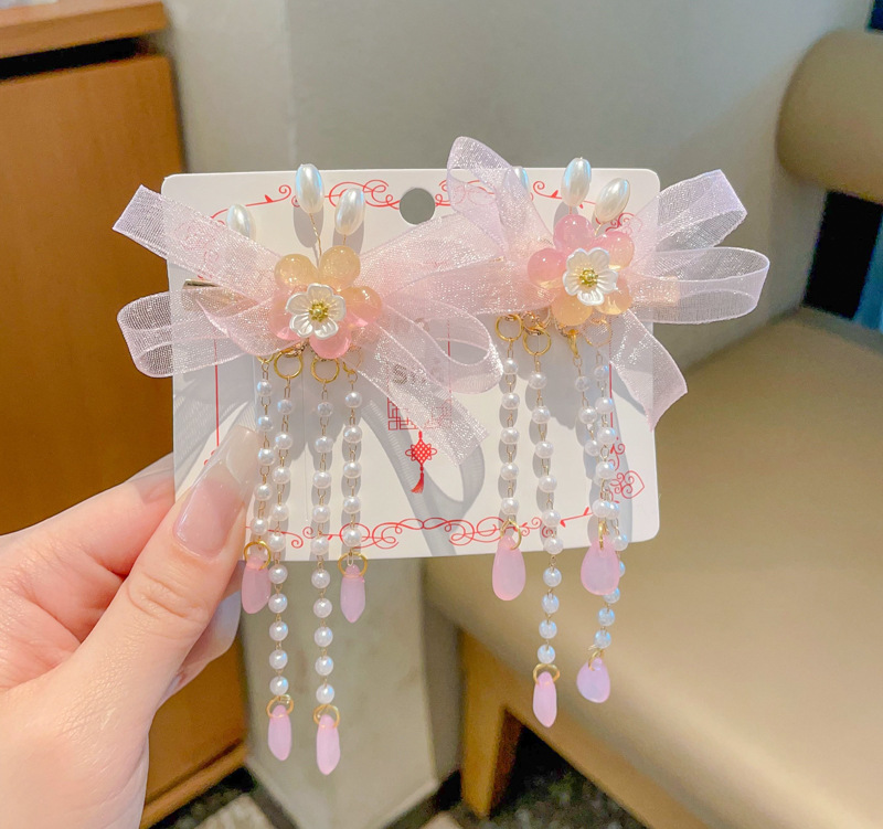 Chica de Hanfu tocado de los niños traje antiguo princesa borla horquilla estilo chino niña paso horquilla clip de pelo