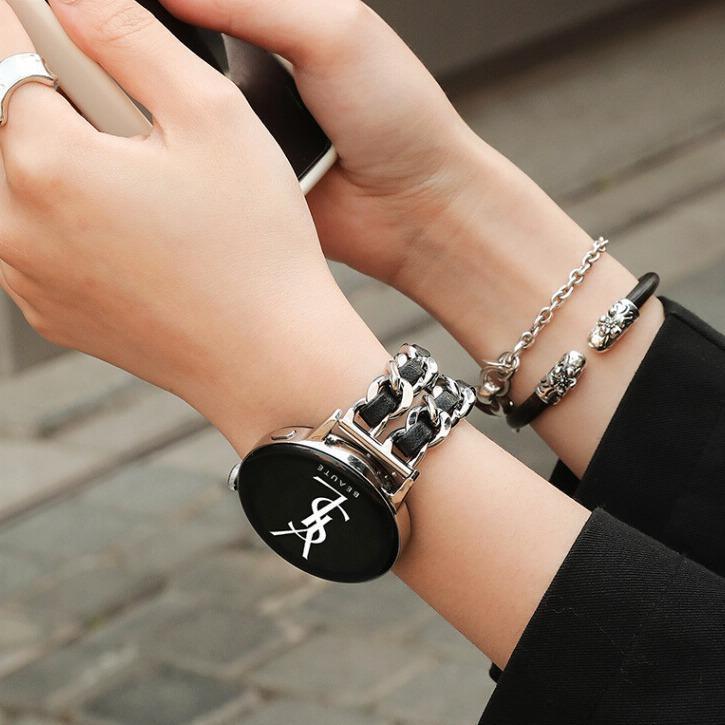Suitable for Huawei Gt4 Watch GT5Pro Premium Watch4 Ladies Gt3 Chanel Style Strap Leather Metal Chain