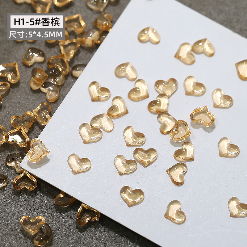 1개 [샴페인 컬러-투명 러브 하트] 4.5*5.5mm