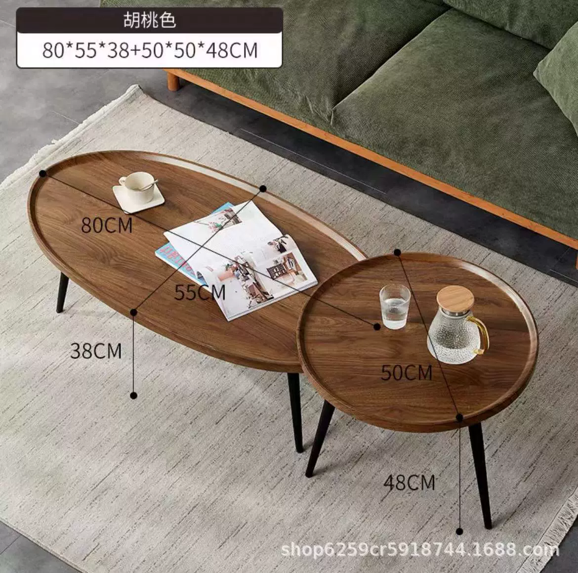 北欧风客厅茶几小户型沙发边几小桌子木腿圆形茶桌茶家具多功能