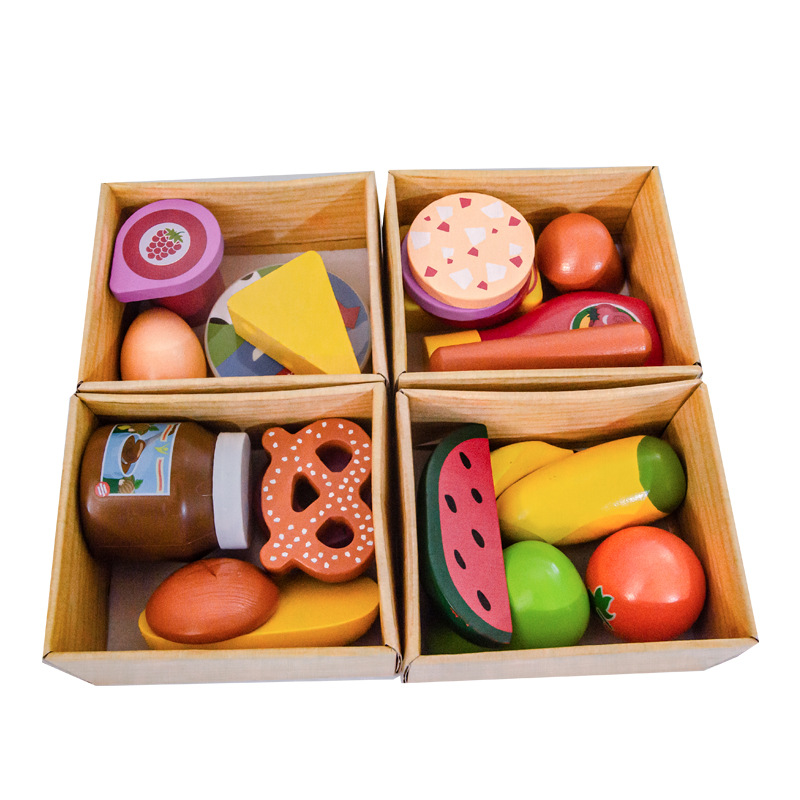 Casa de Juegos para niños fruta corte música juguetes madera exportados a Amazon educación temprana iluminación juguetes educativos