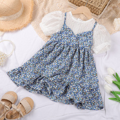 Girls dress summer new style long skirt children's clothing children's summer princess dress baby girl fake two piece skirt wholesale