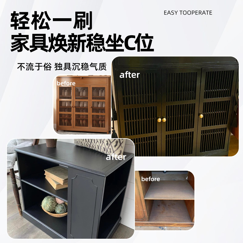 Pintura de madera acuosa negra renovación de muebles antiguos auto-brillado pintura de cambio de color blanco impermeable verde barniz transparente pintura de madera