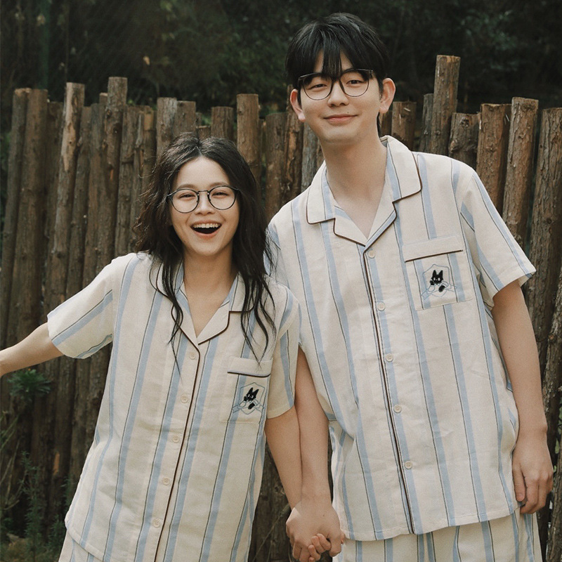 Special Offer - Couple's Pajamas for Men and Women, Summer Pure Cotton Gauze Short-Sleeve Long Pants, All-Cotton Home Wear for Men in Summer Special Offer - Couple's Pajamas for Men and Women, Summer Pure Cotton Gauze Short-Sleeve Long Pants, All-Cotton Home Wear for Men in Summer