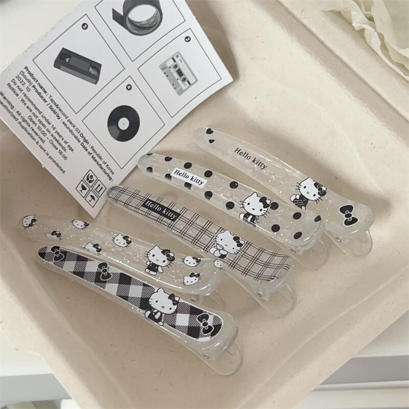 달콤한 쿨 파인 빛나는 실버 파우더 kt 산리오 덕빌 클립 소녀의 심장 귀여운 뾰족한 코 클립 일본 스위트 뱅 헤어 액세서리