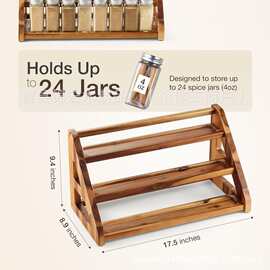 家用厨房调料架 实木多层阶梯式香料罐储存架木质收纳架