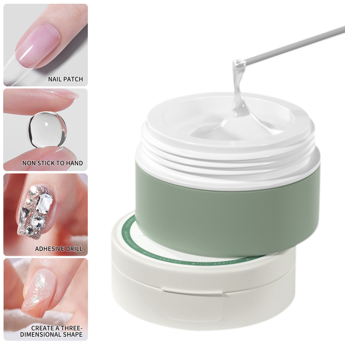 Nuevo parche de estado sólido pegamento hoja de uñas adhesivo fototerapia súper pegajoso parche de uñas enlatado gel que no fluye no daña las uñas