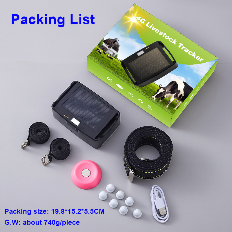 4g Gps Cattle, Horse, and Sheep Locator Baokangyuan Solar Charging Ultra-Long Battery Life Anti-Lost Tracking Grazing Collar