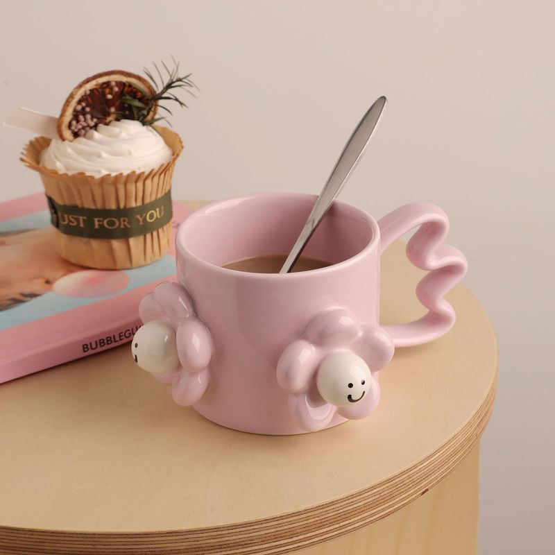 ins风可爱陶瓷杯子笑脸马克杯办公室咖啡杯高级感送女生生日礼物|undefined