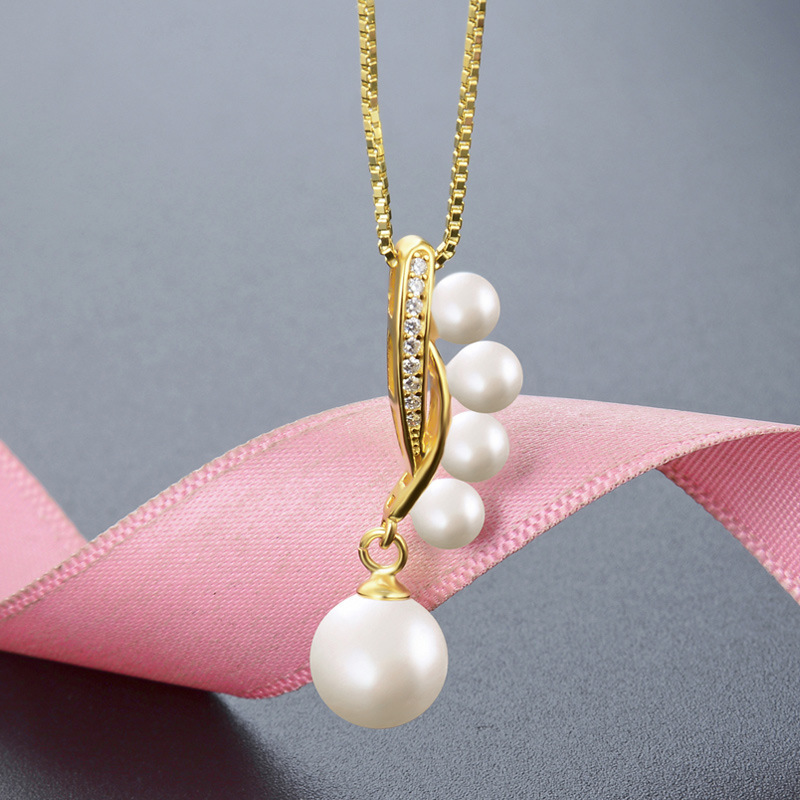 Colgante de perlas de plata esterlina S925 estilo coreano minimalista personalidad nicho de diseño de regalos de Navidad