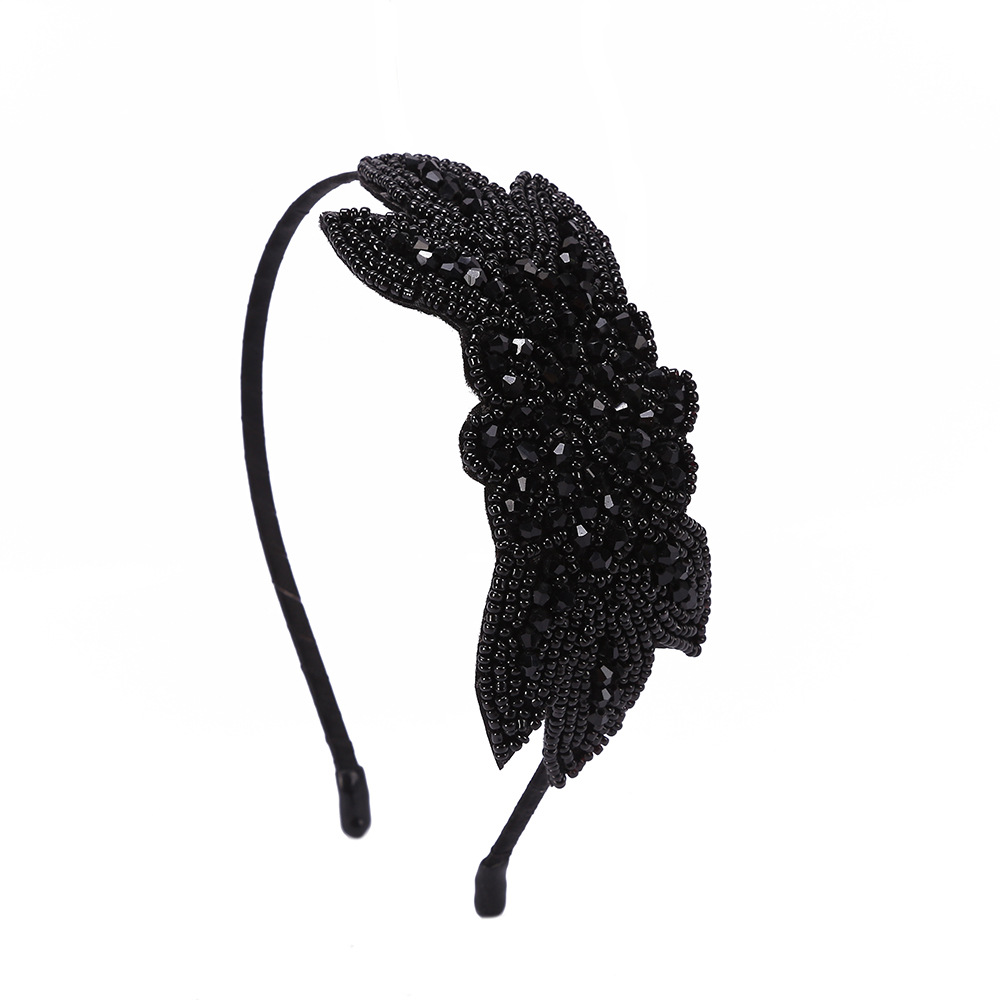 Europea y americana elegante reina retro étnico hecho a mano con cuentas rhinestone diadema personalidad bohemia diadema horquilla de viaje