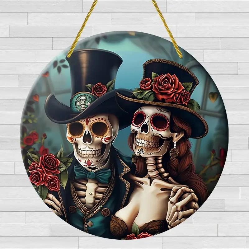 ハロウィンスカルシリーズアクリルフラットディスクホーム屋外ポーチ装飾ペンダント|undefined