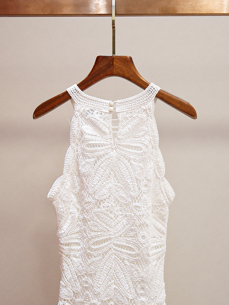 Shenzhen Nanyou High-End Women's Halter Neck Dress, Early Autumn 2023 New Style, Sleeveless, Waist-Cinching, Slimming, Embroidered Long Dress