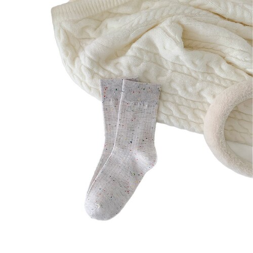Red Book Style Japanese Socks Cute Mid-Calf Student Socks Iridescent Thin Striped Solid Color Female Simple Versatile