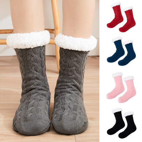 Extra thick plus fleece socks sleep socks for men and women winter sleeping thickened warm floor socks adult socks