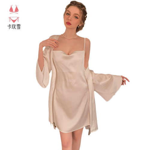 Camille Snow French Sexy Satin Backless Pure Desire Slip Dress V-Neck Solid Color Simple Elegant Homecoming 1993