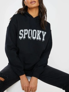 spooky连帽衫 欧美连帽卫衣 素色字母卫衣 Oversized Hoodie
