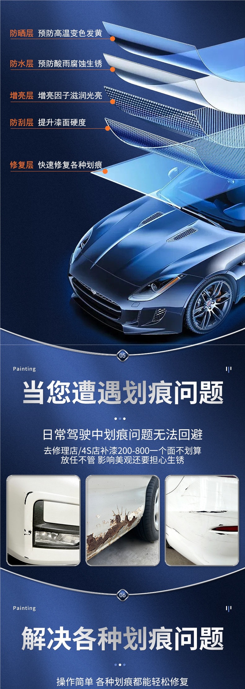 Automotive paint automatic spray paint hand-operated special touch-up pen in pearl white for scratch repair and black car paint restoration
