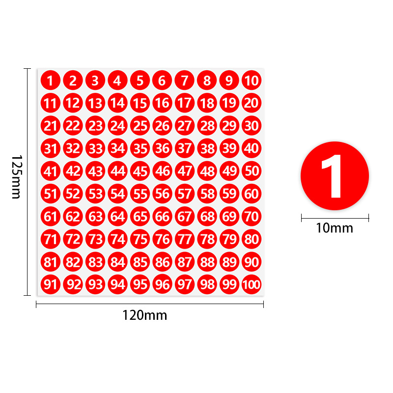 10mm white on red background (100 order)