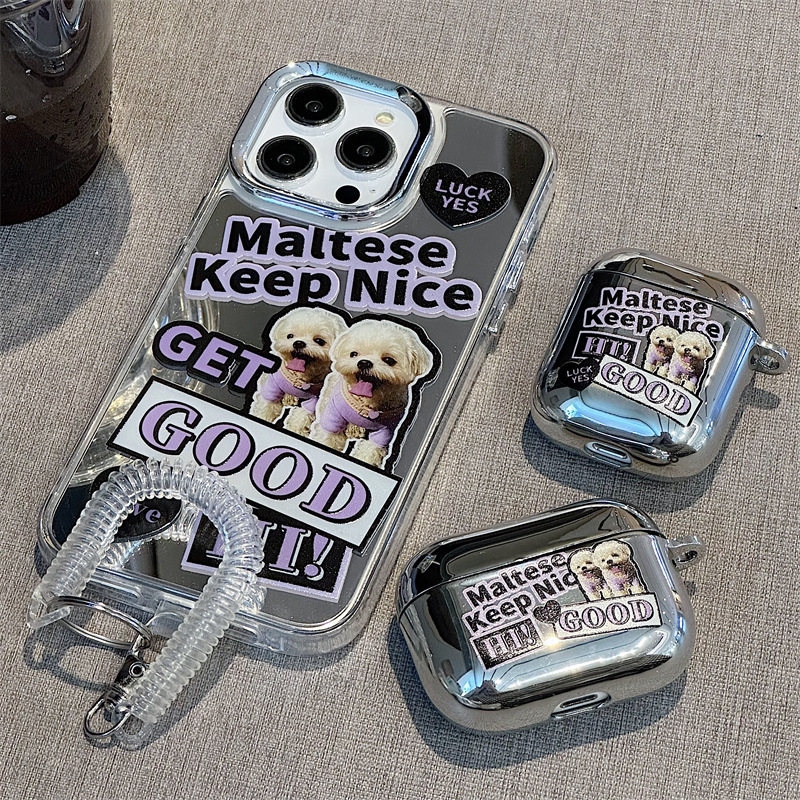 Zitai Apple 15 mobile phone shell three-in-one mirror applicable iPhone14 electroplated earphone cover AIRPODS2/3 generation Zitai Apple 15 mobile phone shell three-in-one mirror applicable iPhone14 electroplated earphone cover AIRPODS2/3 generation