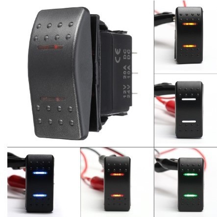 汽车改装船形开关工业车改装开关7脚三档on-off-on 多色开关  CC