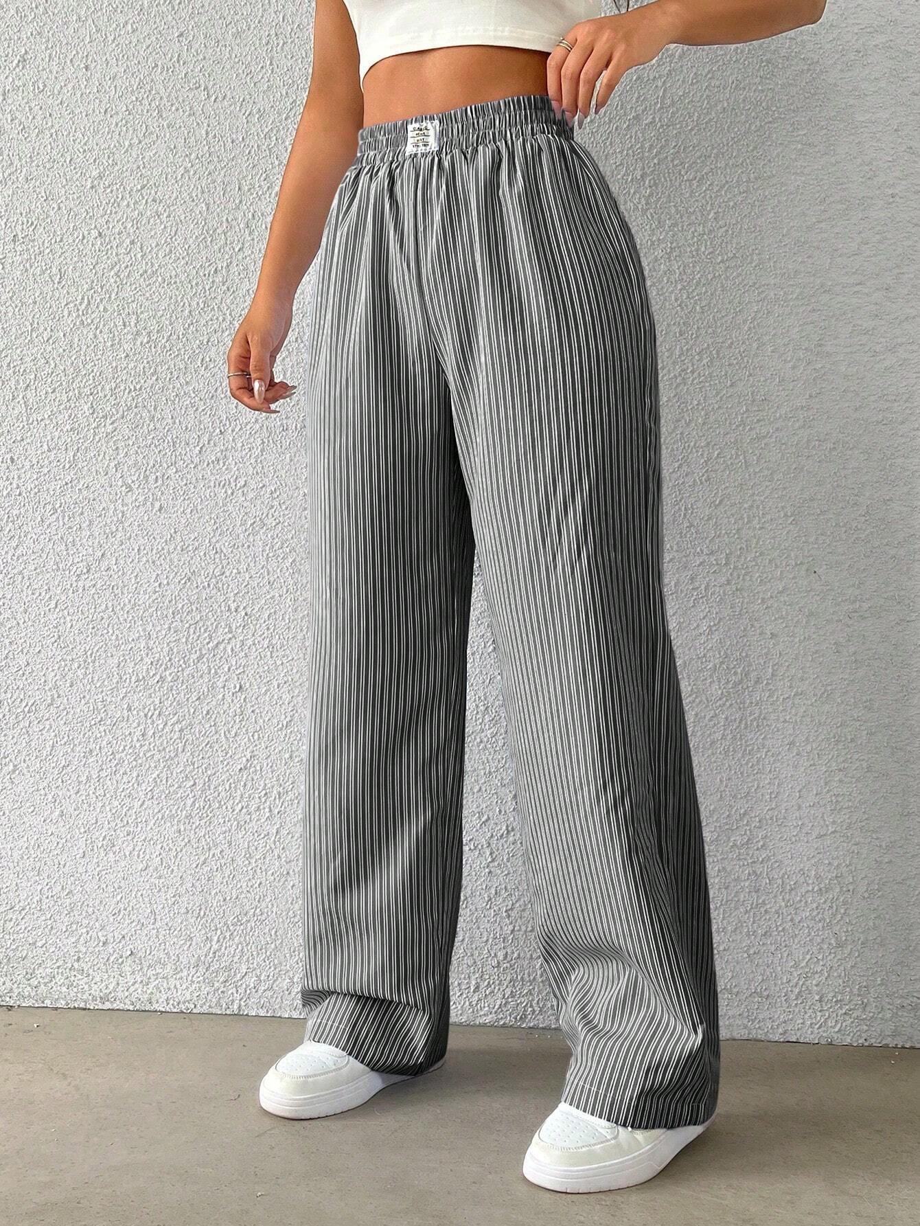 Women's Striped Wide Leg Trousers High Waist Casual Street Fashion Loose Fit American Style 2026 Hot Selling_ecoleips.com