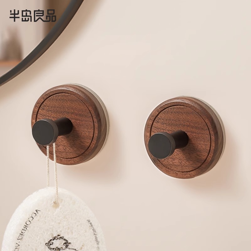 Gancho de ventosa de nogal Gancho de ropa para colgar detrás de la puerta sin perforación