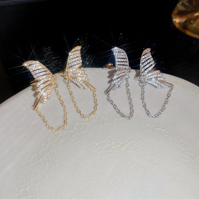 1 Pair Elegant Simple Style Geometric Butterfly Alloy Zircon Ear Cuffs display picture 2