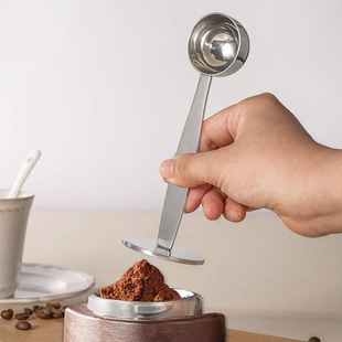 Stainless Steel Ice Scoop Honey Spoon Powder Press Long Handle Coffee Spoon Stirring Spoon Coffee Two-In-One Creative