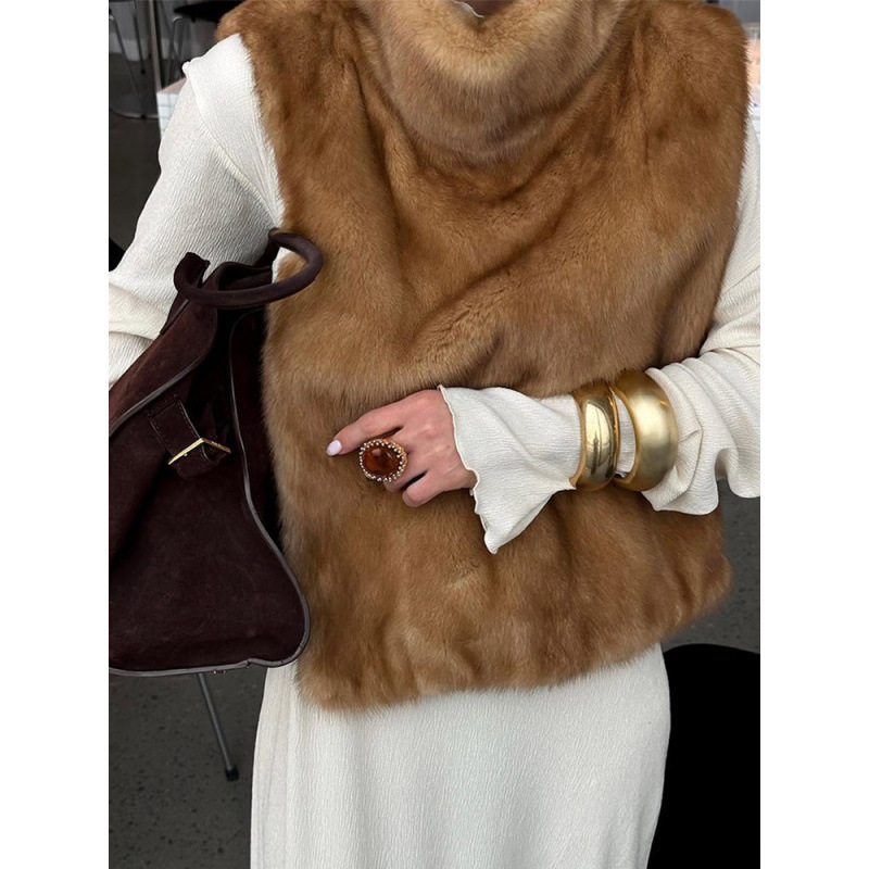 Real disparo-inventario de moda retro temperamento de cuello alto sin mangas chaleco de lana 2026 transfronterizo estilo europeo y americano nuevo otoño y invierno image 4