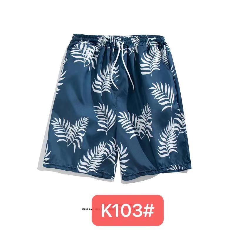 Pantalones de playa de los hombres retro de la pareja Vacaciones de aguas termales anti-vergüenza quinto pantalones ropa exterior pantalones cortos de playa de verano hombres