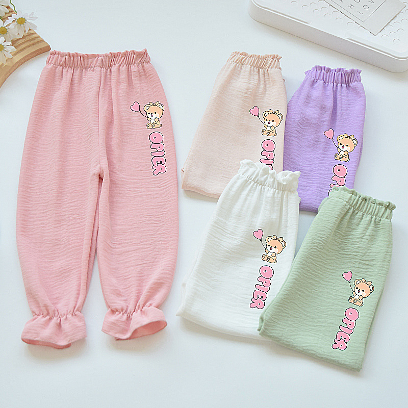 Girls' Summer Pants Chiffon Lantern Pants Loose Carrot Pants Casual Hallen Pants Children's Cropped Anti-mosquito Pants Thin