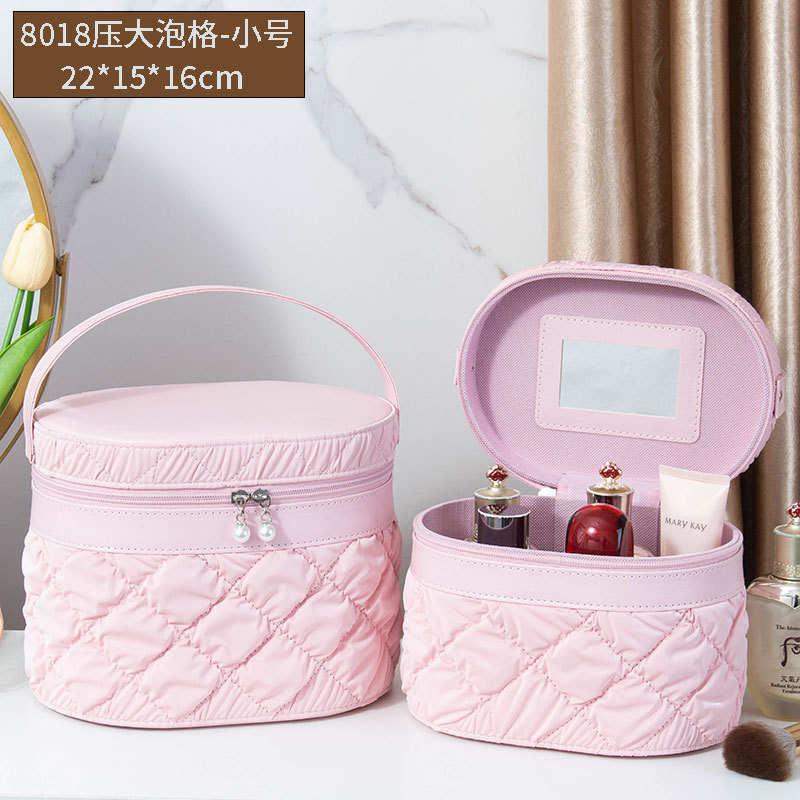 2025 nuevo estuche de cosméticos de gran capacidad, maleta de burbujas de cuero de pu, caja de almacenamiento de herramientas de belleza portátil de alto valor