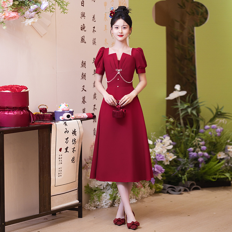 2026 Autumn New Style Toast Dress for the Bride, Suitable for Everyday Wear, Evening Gown, Wedding Dress, Homecoming Banquet, Engagement Dress 2026 Autumn New Style Toast Dress for the Bride, Suitable for Everyday Wear, Evening Gown, Wedding Dress, Homecoming Banquet, Engagement Dress