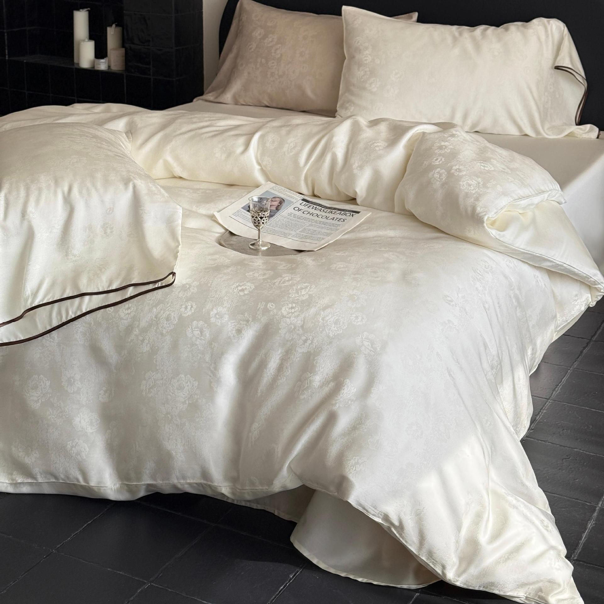 Conjunto de capa de edredão jacquard em seda gelo tencel_voghion.com