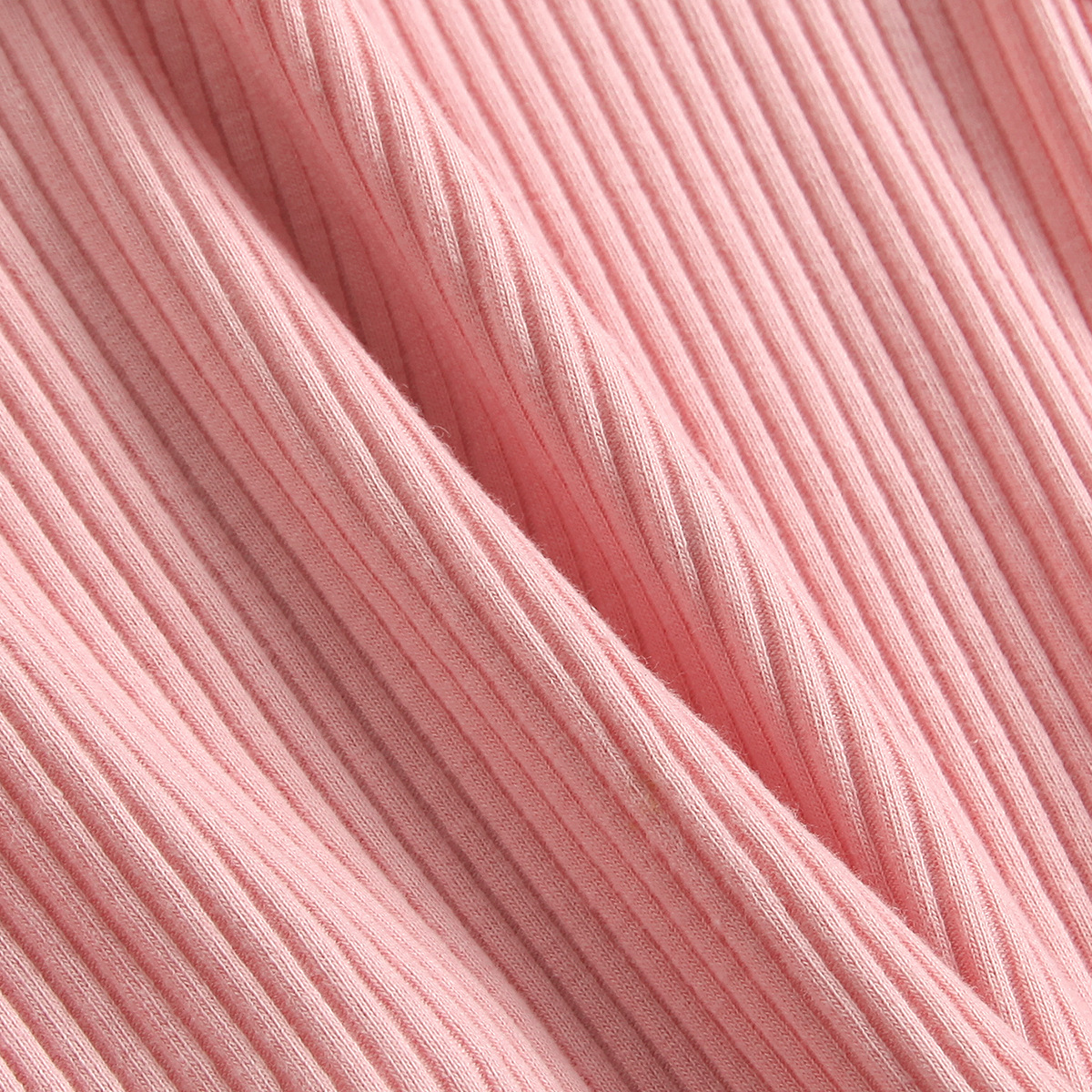 Kinderkleidung, Mädchen langer quadratischer Kragen, Puffärmel, Strickpullover mit Grubenstreifen, Rüschenrand, plissiertes Blumenmuster_voghion.com