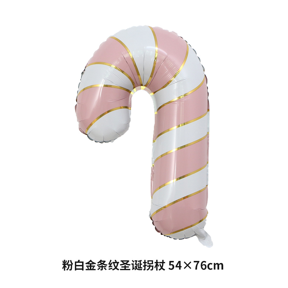 粉白金条纹圣诞拐杖 54×76cm