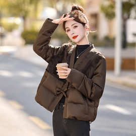 新中式短款羽绒服女2026冬季新款时尚立领加厚保暖国风拼接外套