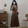 Кофейный (топ, накидка и длинная юбка, 3 шт.)
