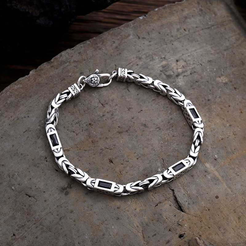 Smoky Rain Square Diamond Bracelet Turkish Style Retro Punk Men's Square Peace Pattern Bracelet Direct Sale from Manufacturer Smoky Rain Square Diamond Bracelet Turkish Style Retro Punk Men's Square Peace Pattern Bracelet Direct Sale from Manufacturer