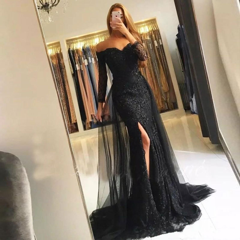 Comercio exterior europeo y americano Amazon AliExpress deseo vestido de noche de las mujeres cola de pez malla trailing Vestido de manga larga image 2