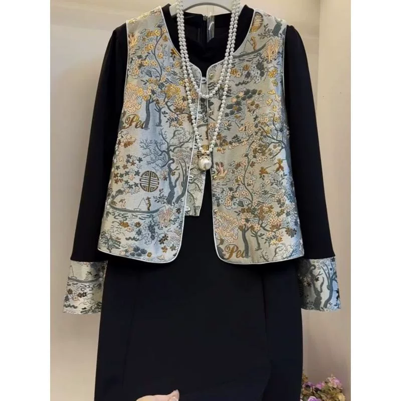 Ретро жилет, модная летняя одежда для мамы, китайский стиль