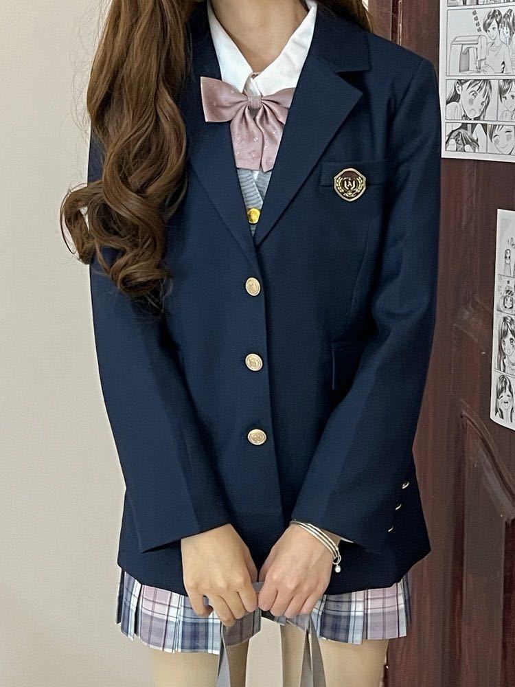 Uniform Blazer Women's Three-Button Spring and Autumn New College Style Korean Style Loose Temperament Street Top Women