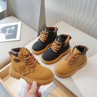 Children's rhubarb boots 2023 Spring and Autumn New girls' non-slip medium and big Children Martin boots boys' fashion non-slip short boots