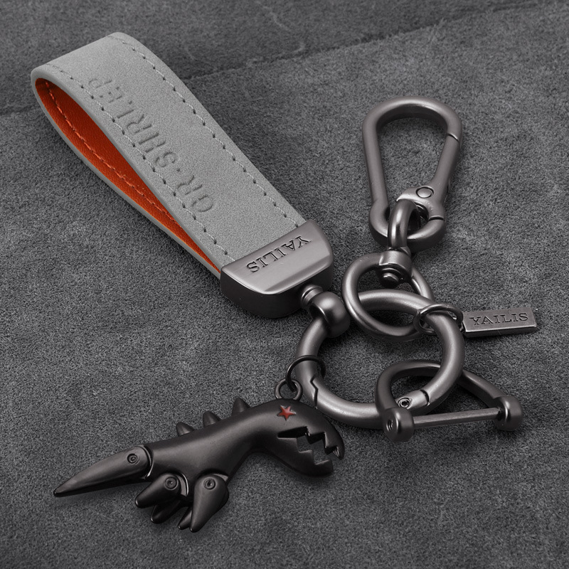 회색 스웨이드 + 허리 매달려 + 검은 작은 공룡 [D 버클 보내기]]