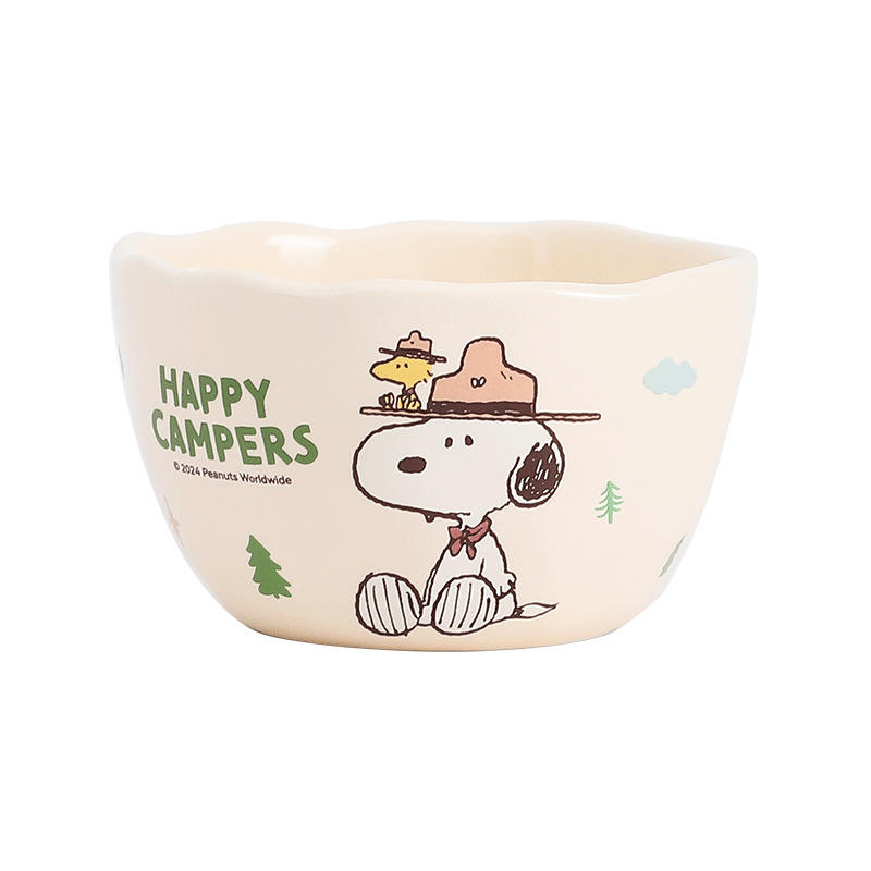 Snoopy Ceramic Rice Bowl Casa de dibujos animados Cubertería de alto valor Casa Rice Bowl