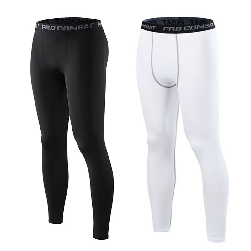 Running Fitness Compression Sports Pants Men's Basketball Pants Football Basketball Training Pants Breathable Base Layer Elastic Nine-Point Pants