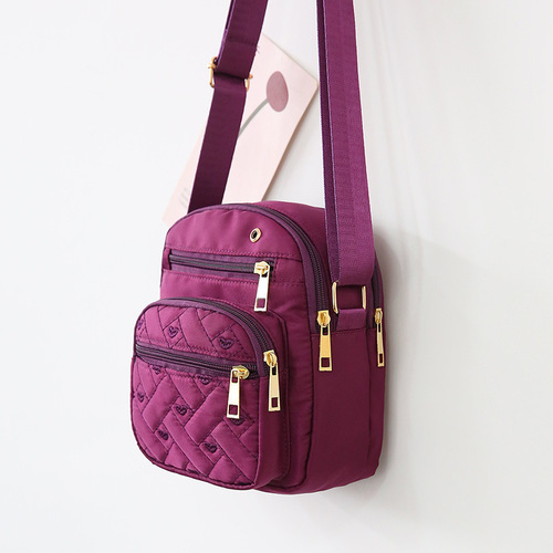 Shoulder bag for women, Oxford cloth and nylon, suitable for middle-aged and elderly women, small bag for mothers to buy vegetables, mobile phone bag, tall model